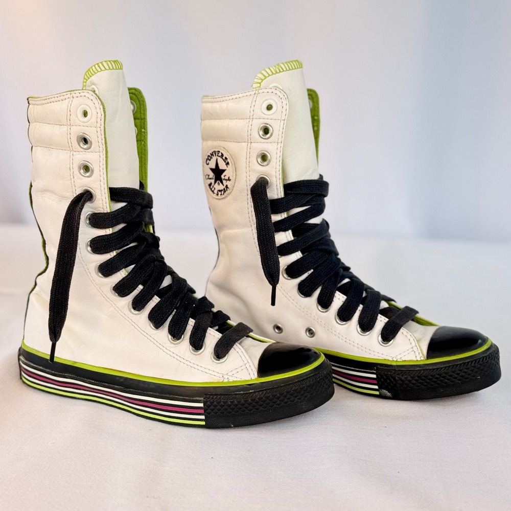 Vtg 2004 Converse Chuck Taylor 1Q273 Japmar Mid Calf Leather Boot White Wmns 5